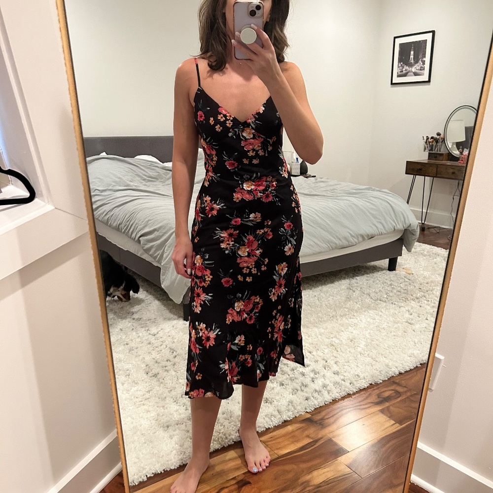 Black Floral Hello Molly Knee Length Dress